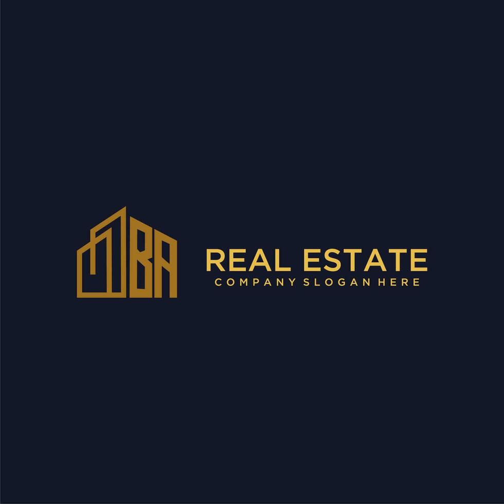 BA initial monogram logo for real estate with building style vector
