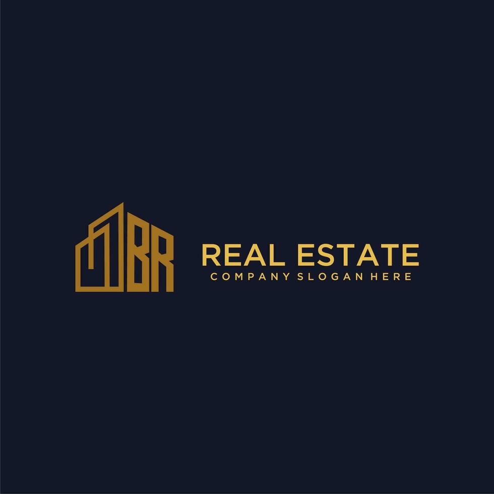BR initial monogram logo for real estate with building style vector