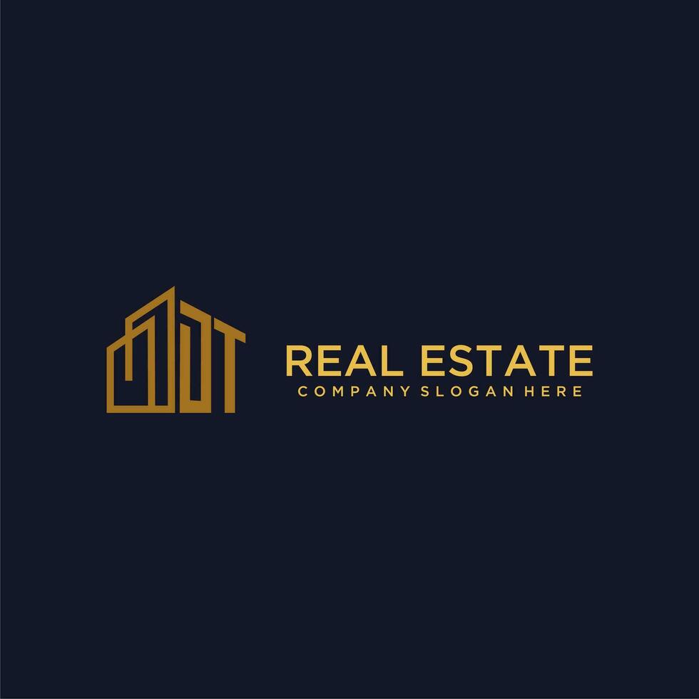 DT initial monogram logo for real estate with building style vector