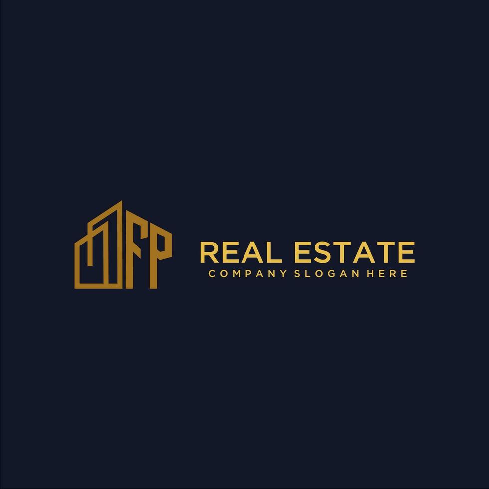 FP initial monogram logo for real estate with building style vector