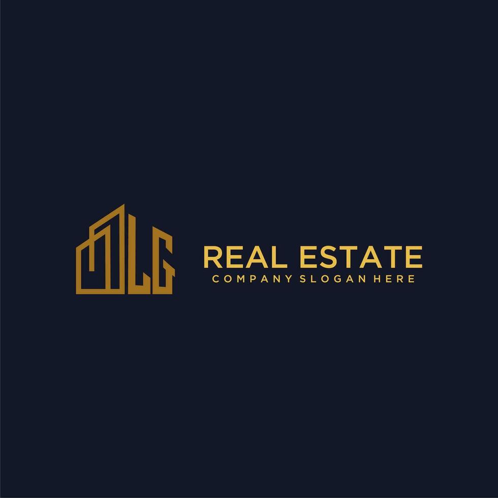 LG initial monogram logo for real estate with building style vector