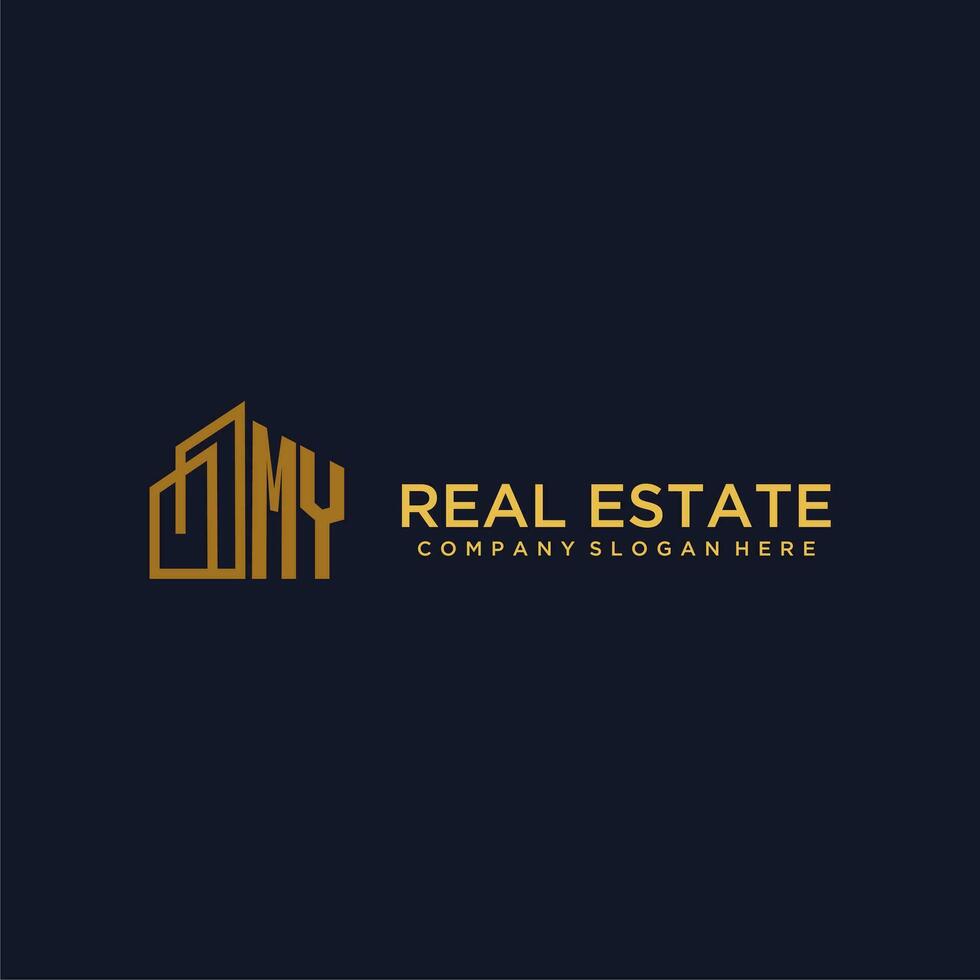 MY initial monogram logo for real estate with building style vector