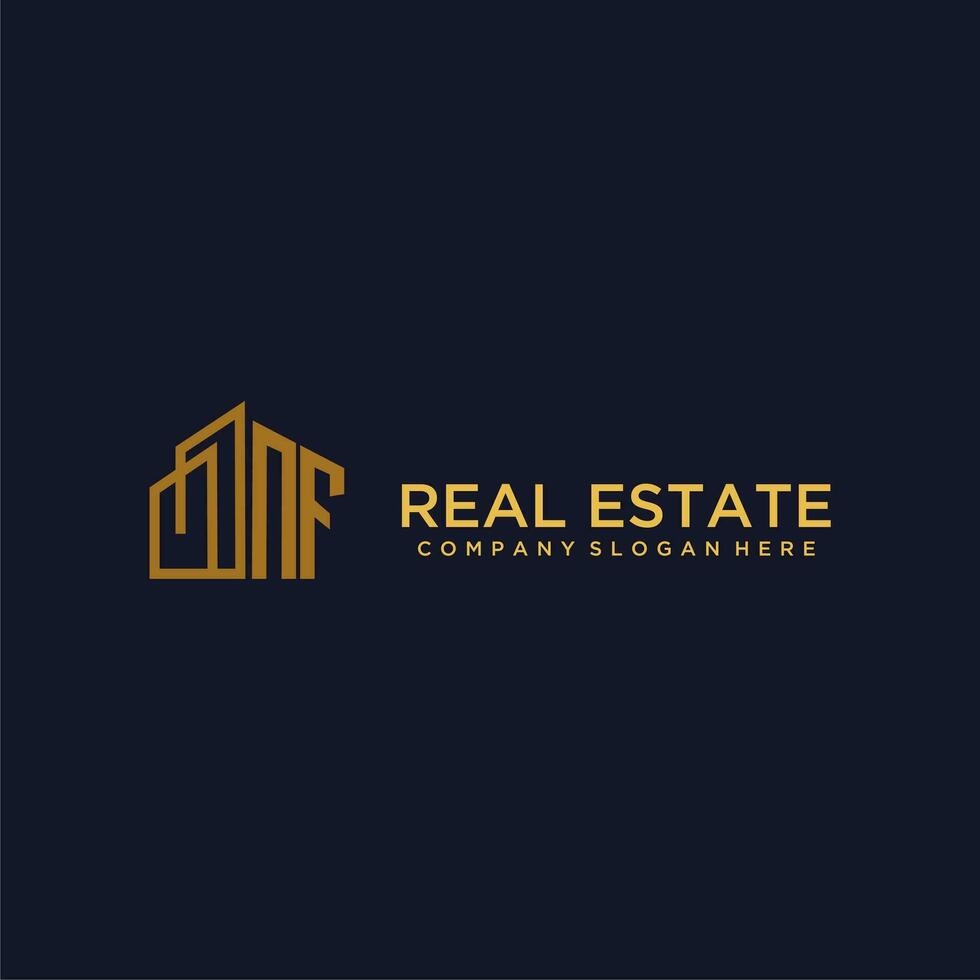NF initial monogram logo for real estate with building style vector