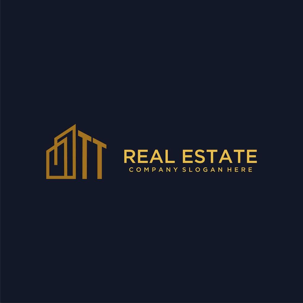 TT initial monogram logo for real estate with building style vector