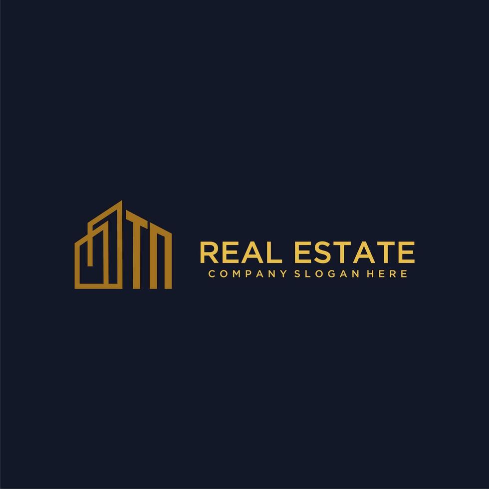 TN initial monogram logo for real estate with building style vector