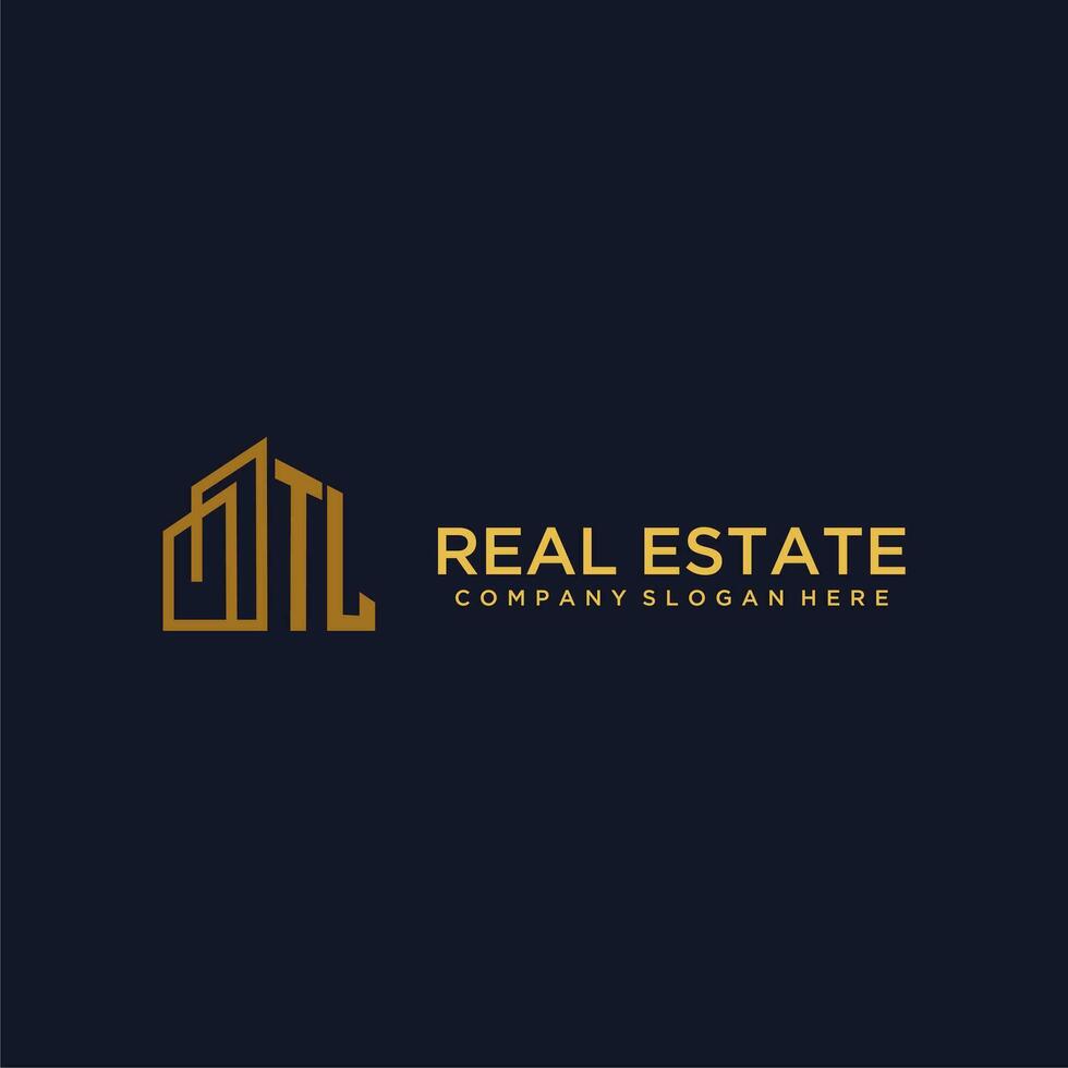 TL initial monogram logo for real estate with building style vector
