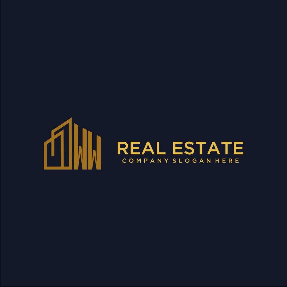 WW initial monogram logo for real estate with building style vector