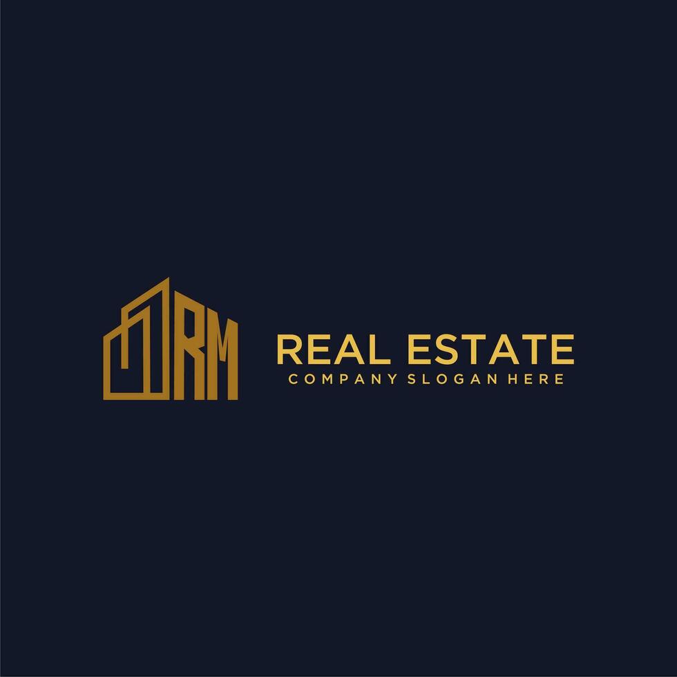 RM initial monogram logo for real estate with building style vector