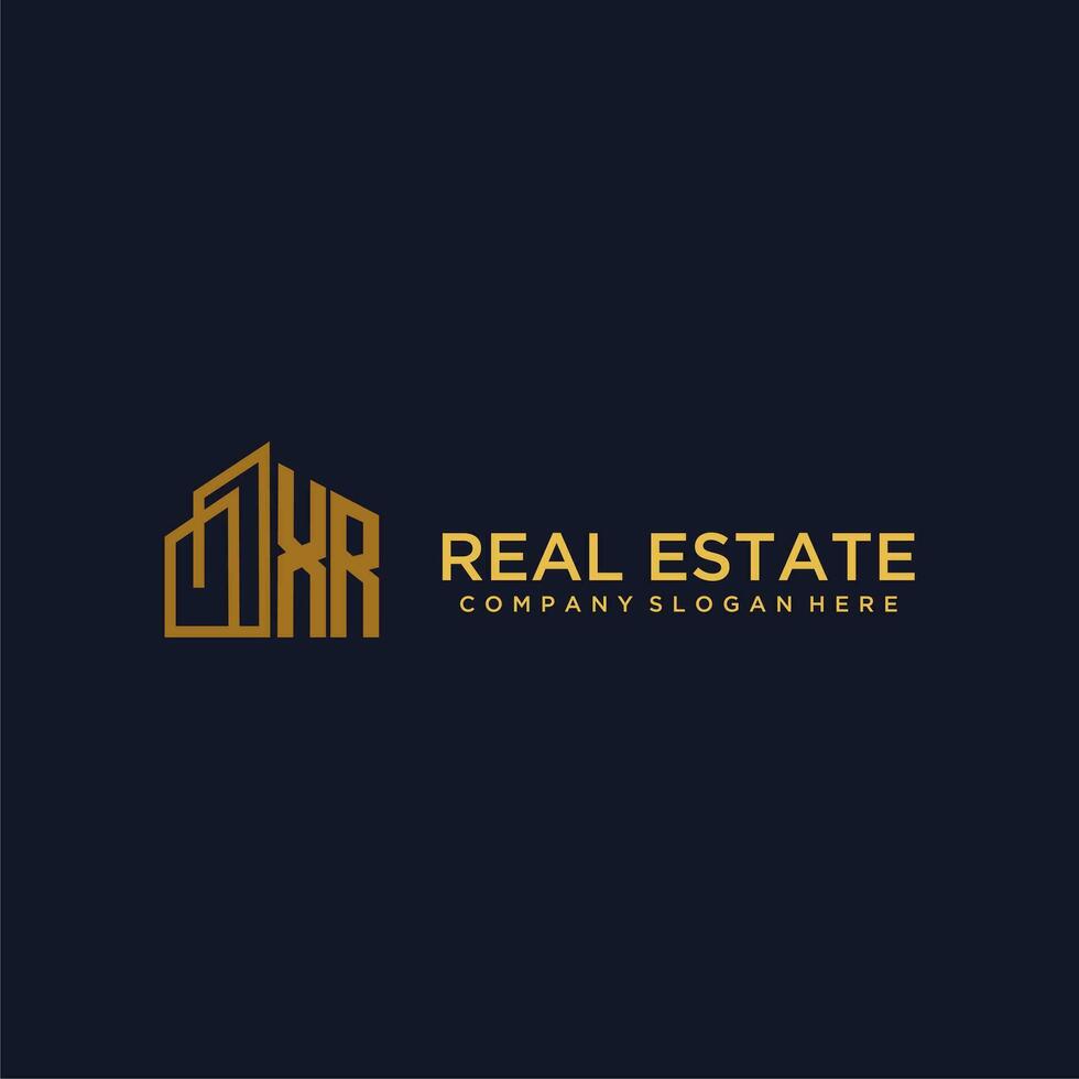 XR initial monogram logo for real estate with building style vector