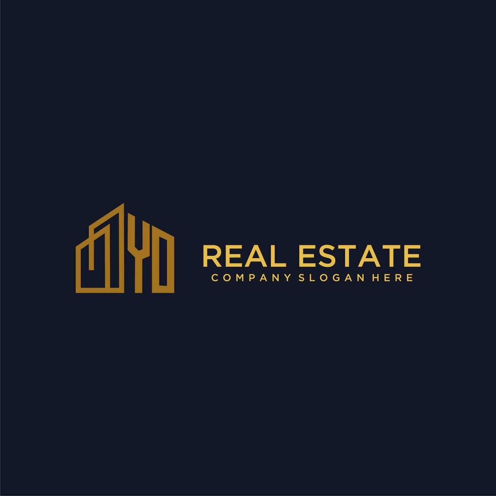 YO initial monogram logo for real estate with building style vector