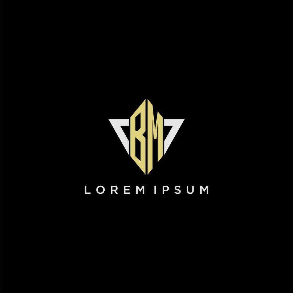 BM initial monogram logo for shape triangle creative design vector