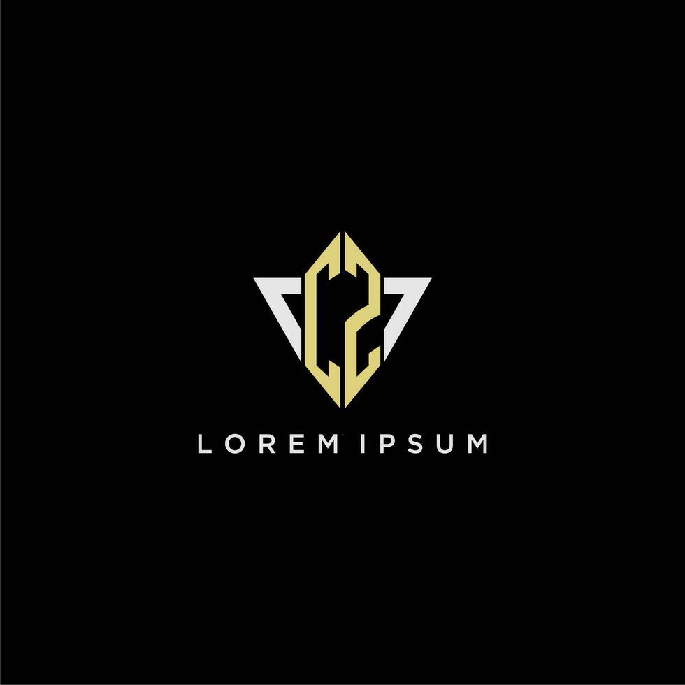 CZ initial monogram logo for shape triangle creative design vector
