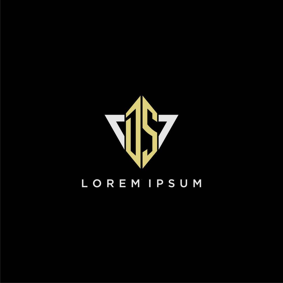 DS initial monogram logo for shape triangle creative design vector