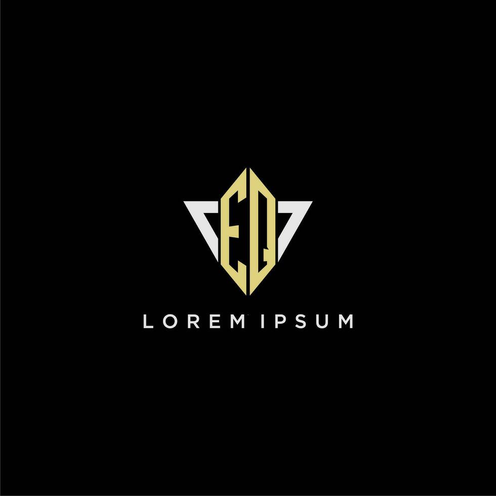 EQ initial monogram logo for shape triangle creative design vector