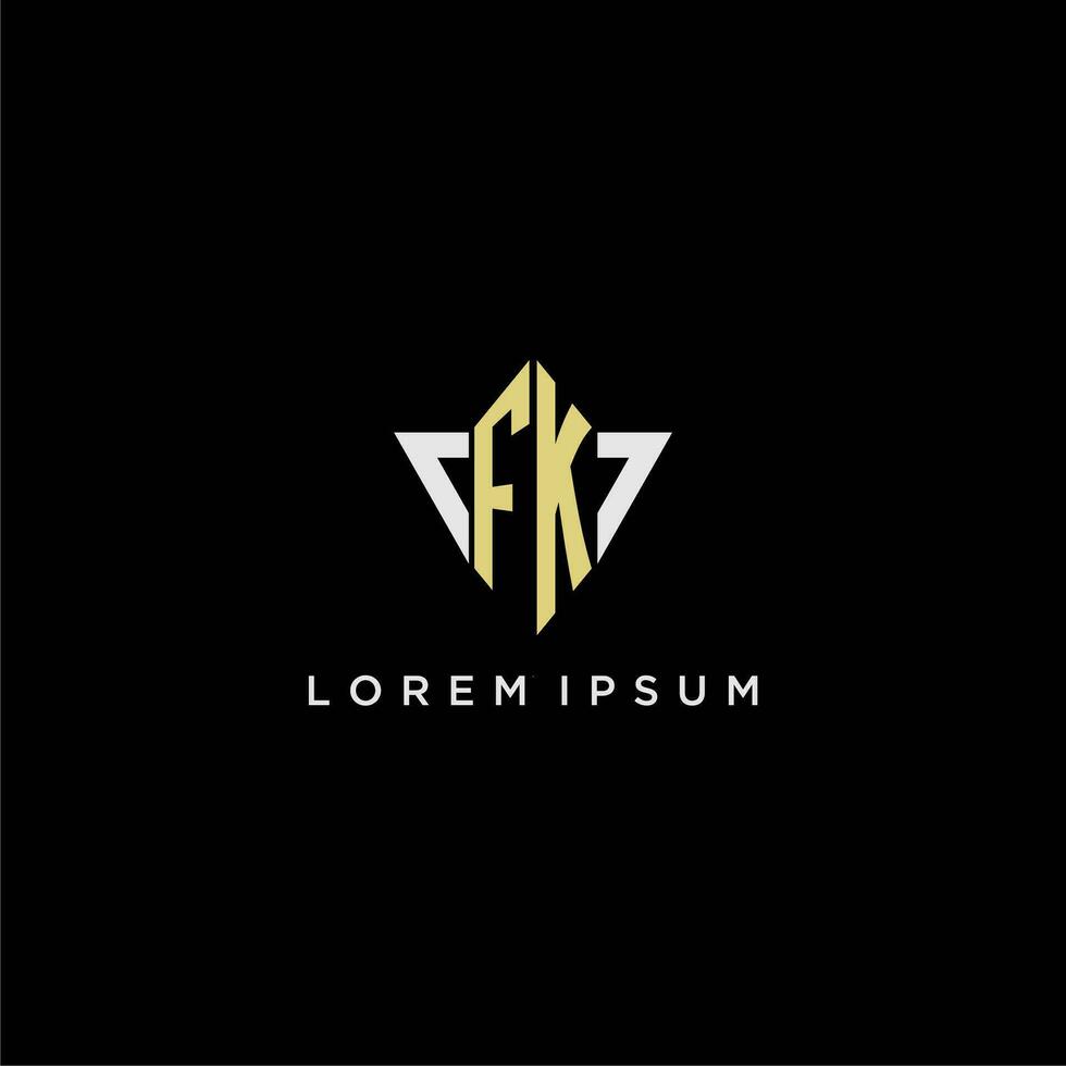 FK initial monogram logo for shape triangle creative design vector