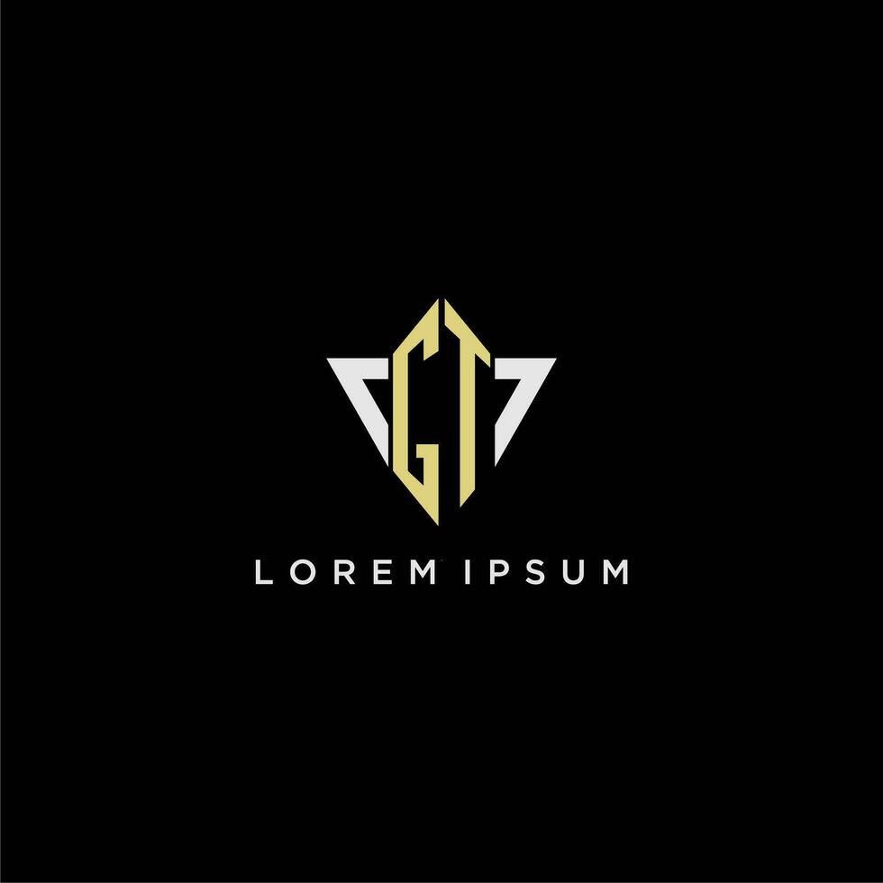 GT initial monogram logo for shape triangle creative design vector