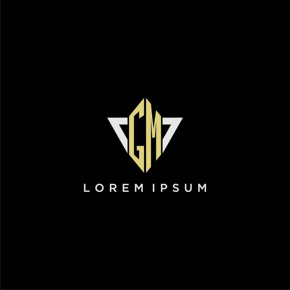 GM initial monogram logo for shape triangle creative design vector