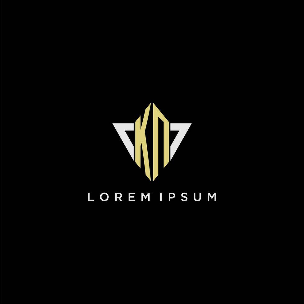 KN initial monogram logo for shape triangle creative design vector