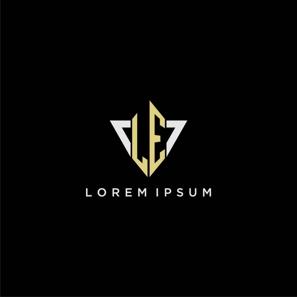 LE initial monogram logo for shape triangle creative design vector