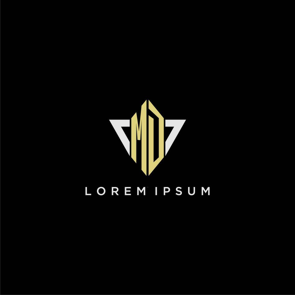 MD initial monogram logo for shape triangle creative design vector