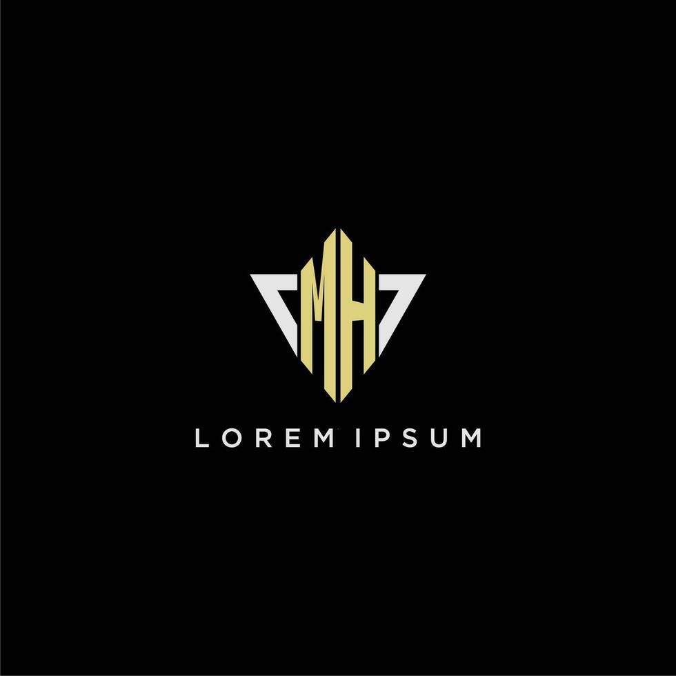 MH initial monogram logo for shape triangle creative design vector