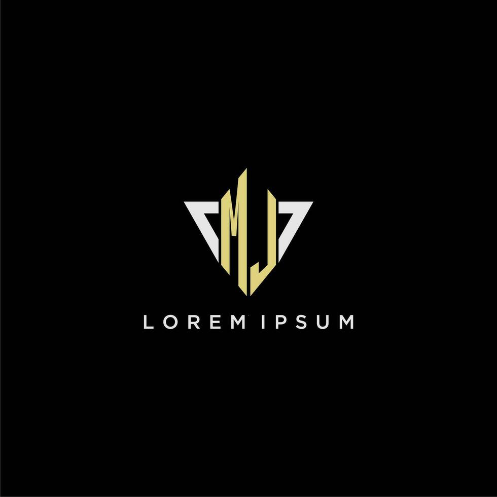 MJ initial monogram logo for shape triangle creative design vector