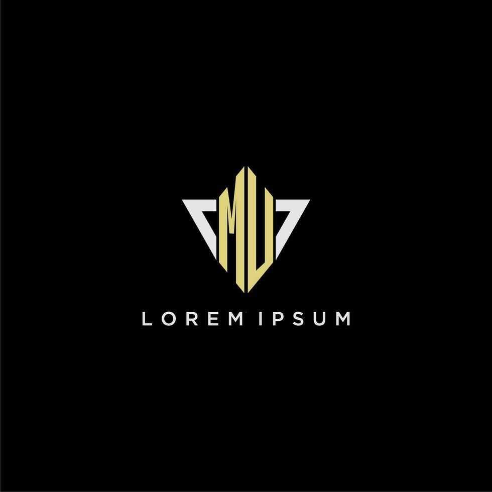 MU initial monogram logo for shape triangle creative design vector