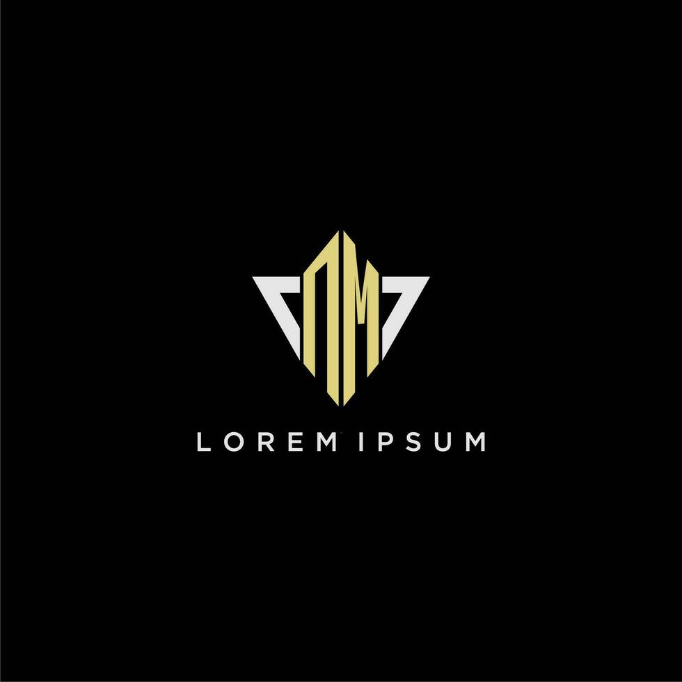 NM initial monogram logo for shape triangle creative design vector
