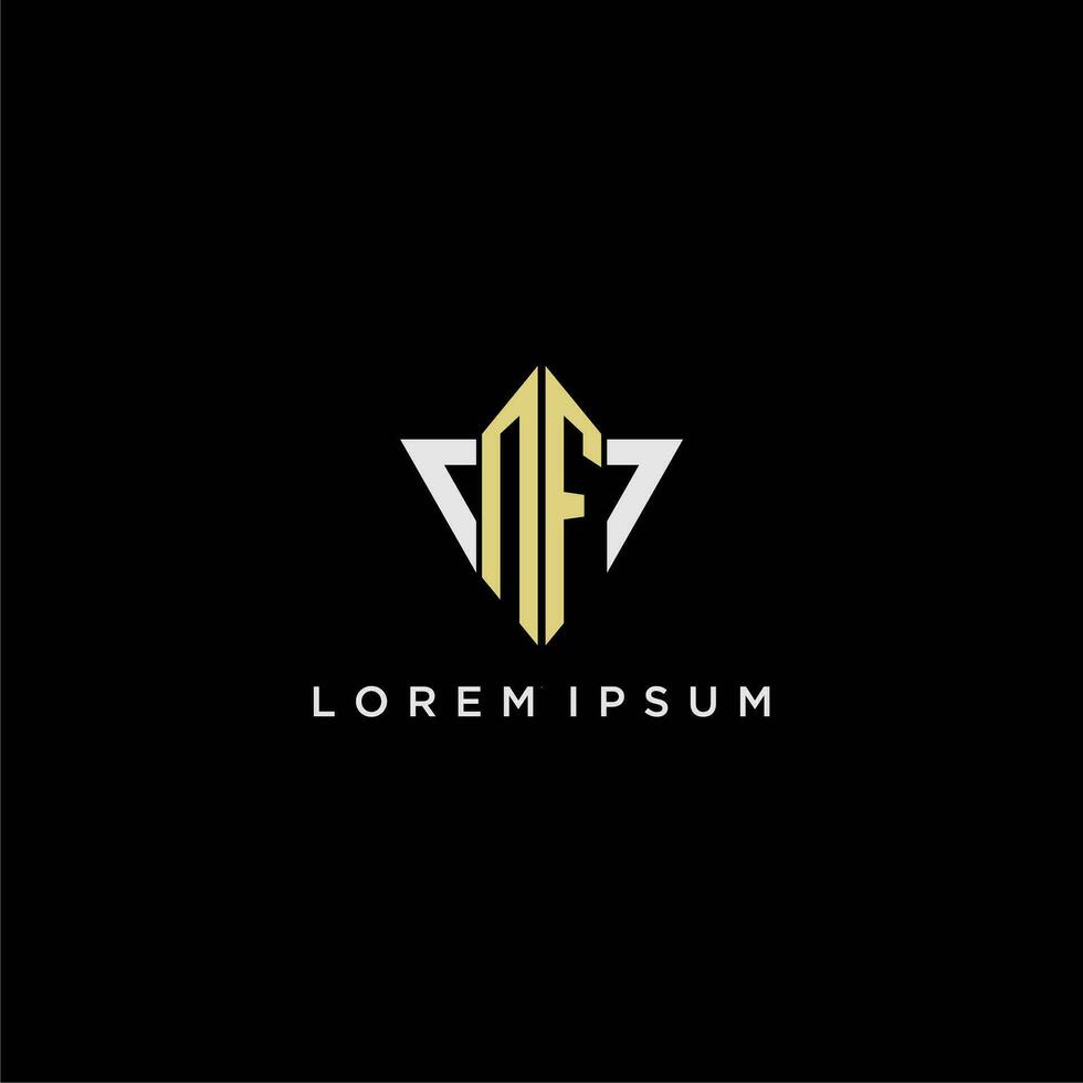 NF initial monogram logo for shape triangle creative design vector