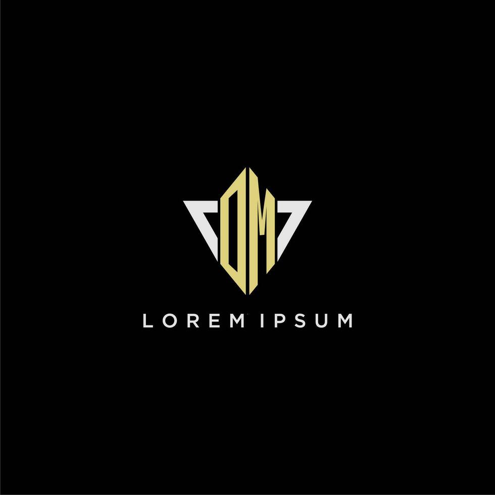 OM initial monogram logo for shape triangle creative design vector