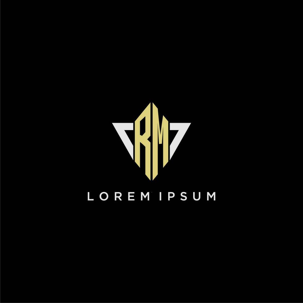 RM initial monogram logo for shape triangle creative design vector