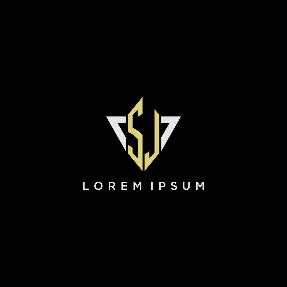 SJ initial monogram logo for shape triangle creative design vector