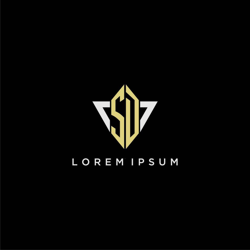 SD initial monogram logo for shape triangle creative design vector