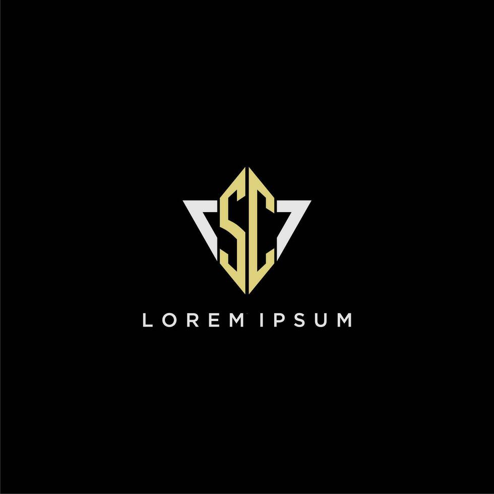 SC initial monogram logo for shape triangle creative design vector