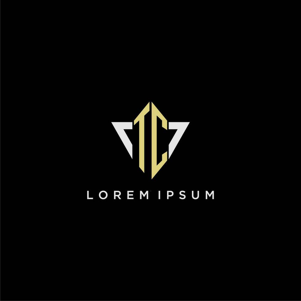 TC initial monogram logo for shape triangle creative design vector