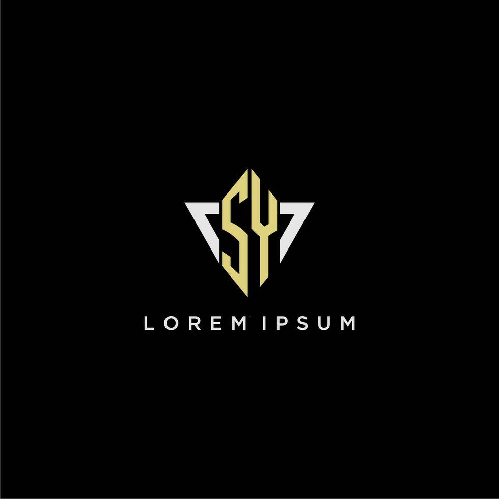 SY initial monogram logo for shape triangle creative design vector