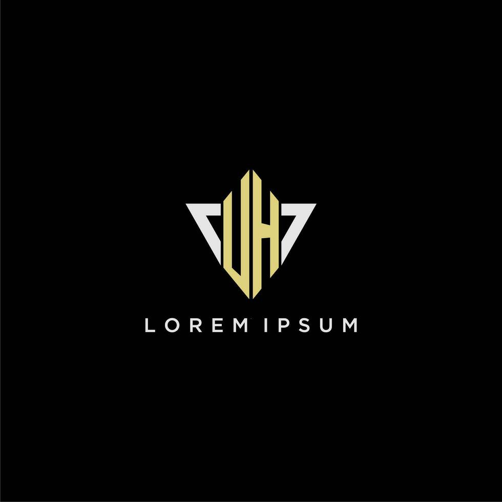 UH initial monogram logo for shape triangle creative design vector