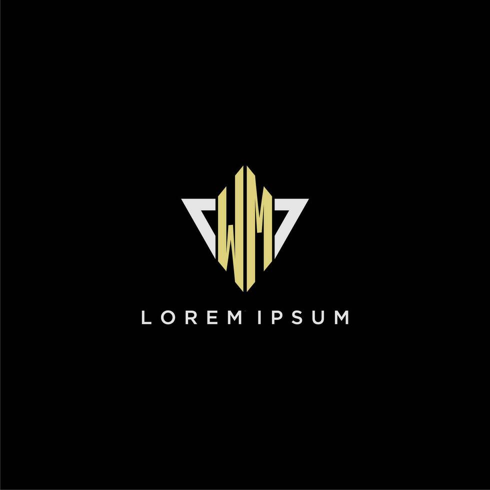 WM initial monogram logo for shape triangle creative design vector
