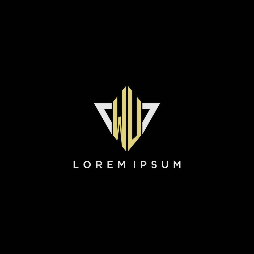 WU initial monogram logo for shape triangle creative design vector