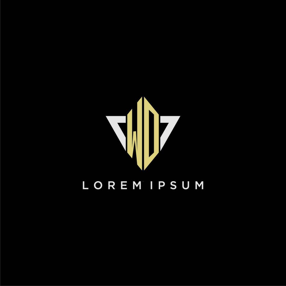 WO initial monogram logo for shape triangle creative design vector