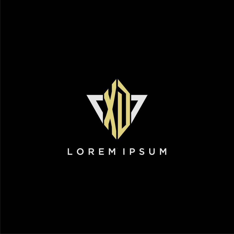 XD initial monogram logo for shape triangle creative design vector