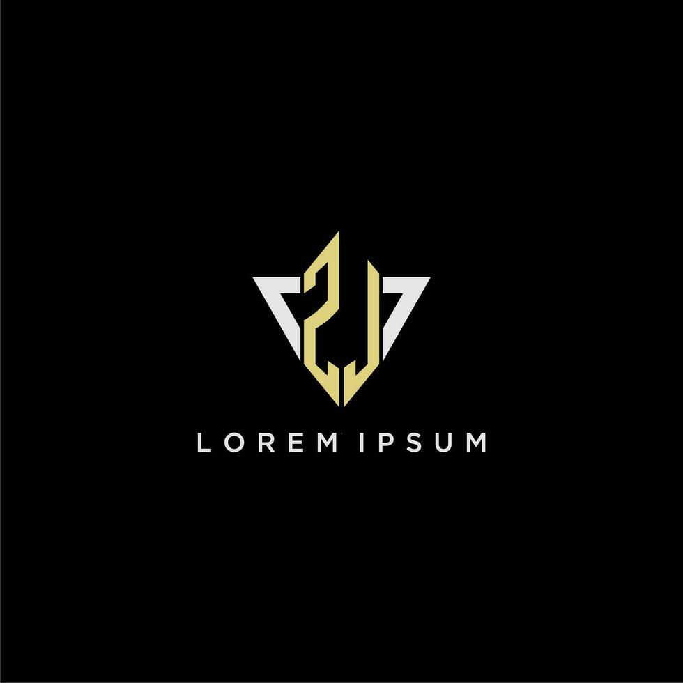 ZJ initial monogram logo for shape triangle creative design vector