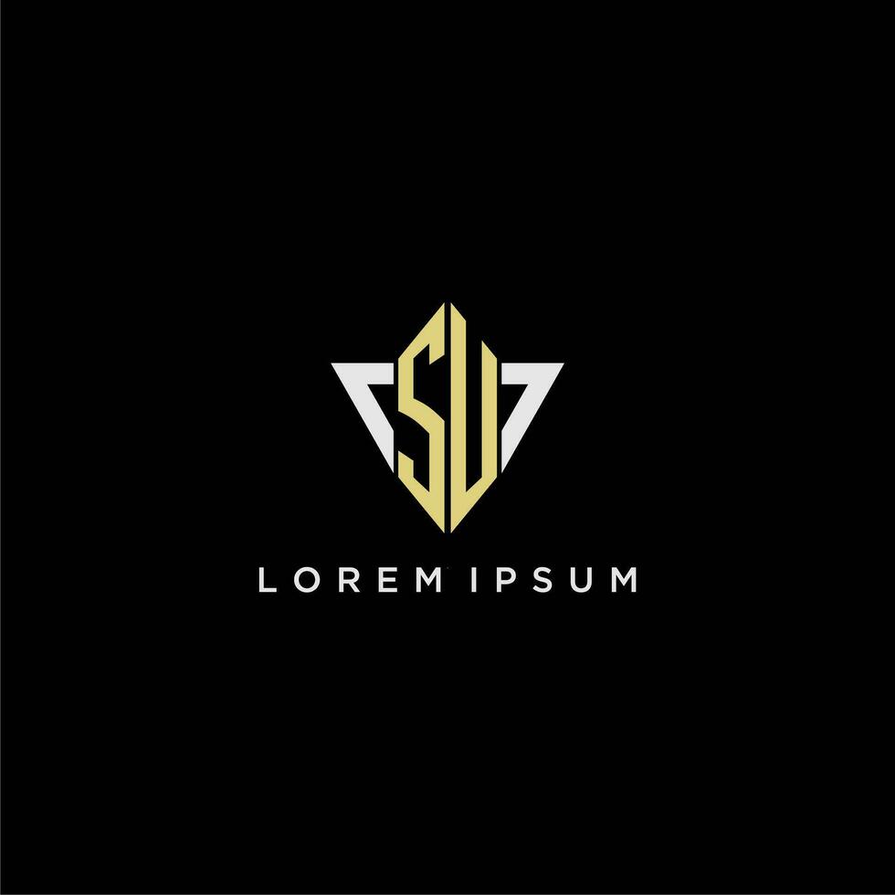 SU initial monogram logo for shape triangle creative design vector