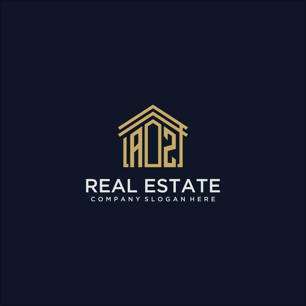 AZ initial monogram logo for real estate design vector