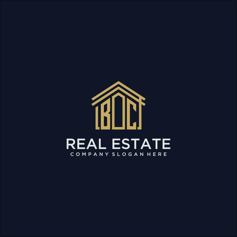BC initial monogram logo for real estate design vector