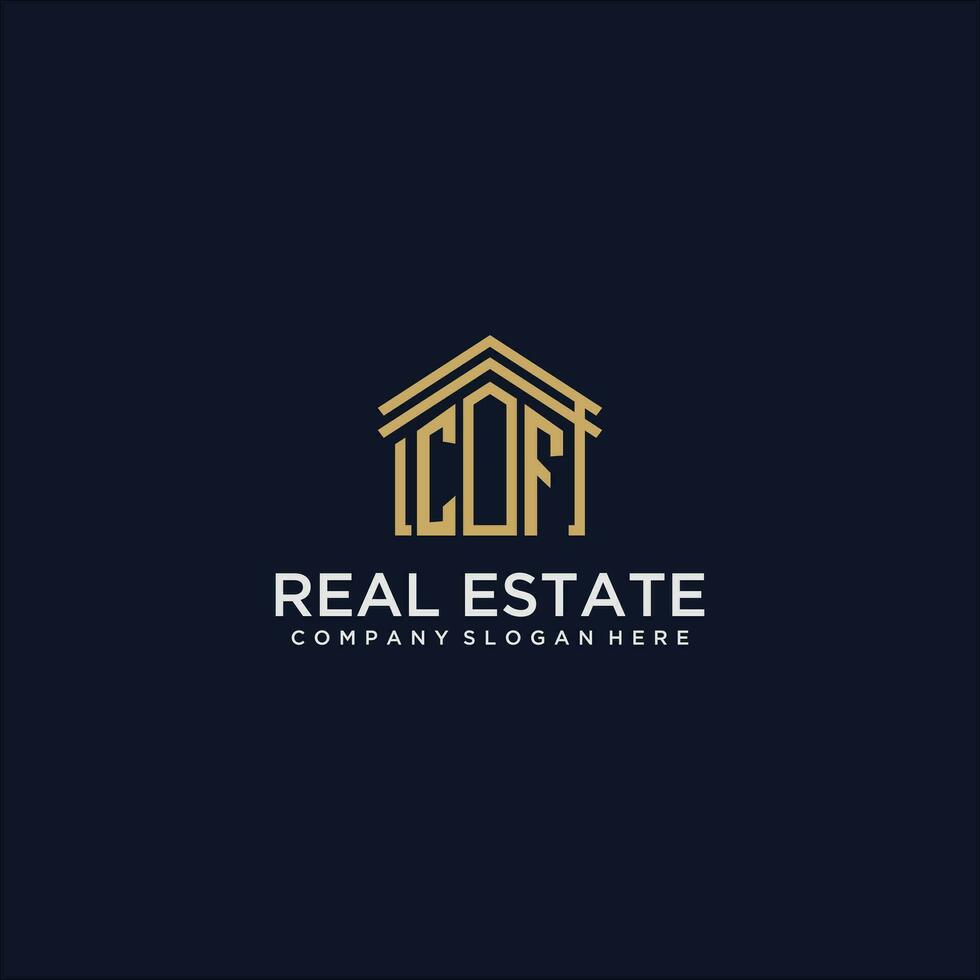 CF initial monogram logo for real estate design vector