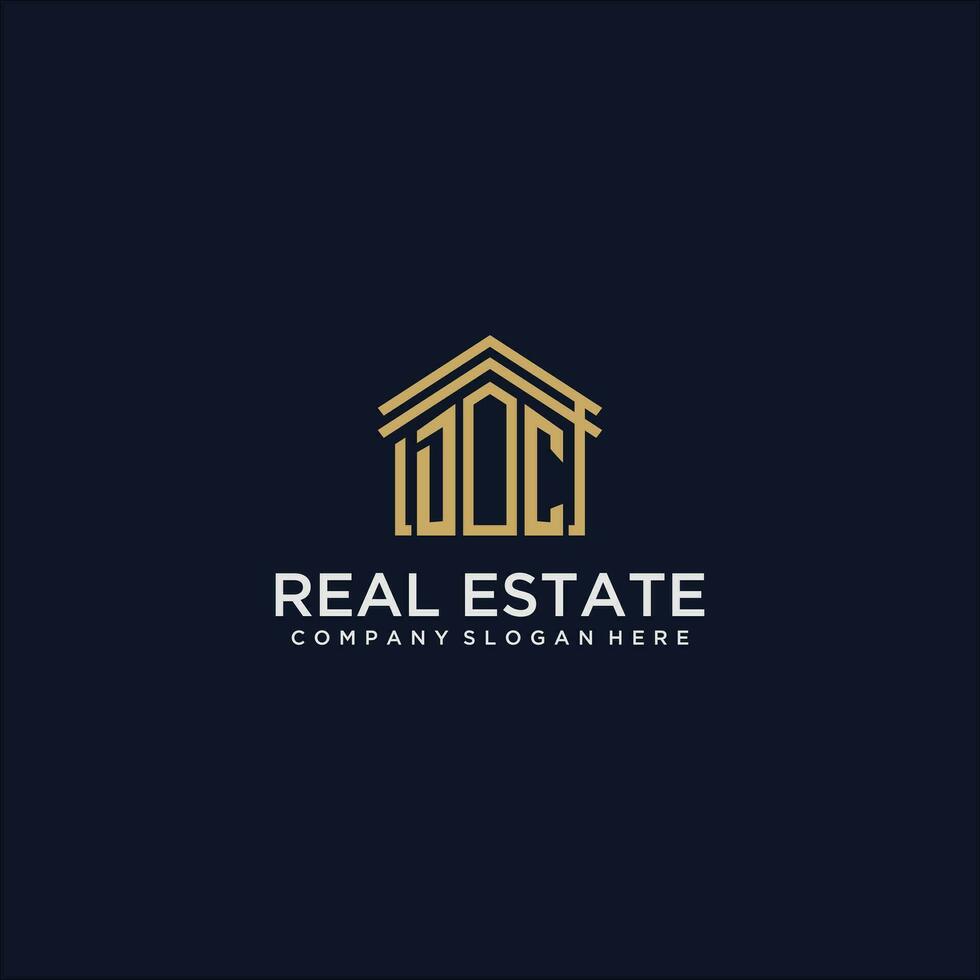 DC initial monogram logo for real estate design vector