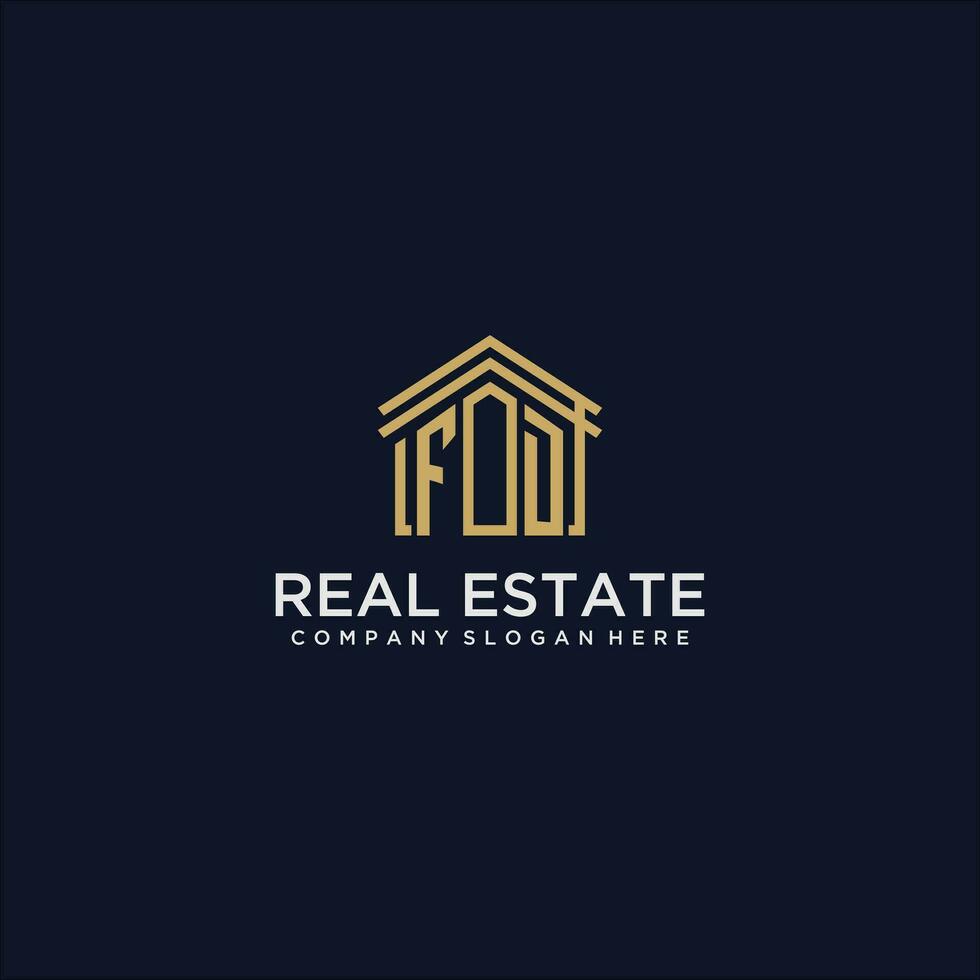 FD initial monogram logo for real estate design vector