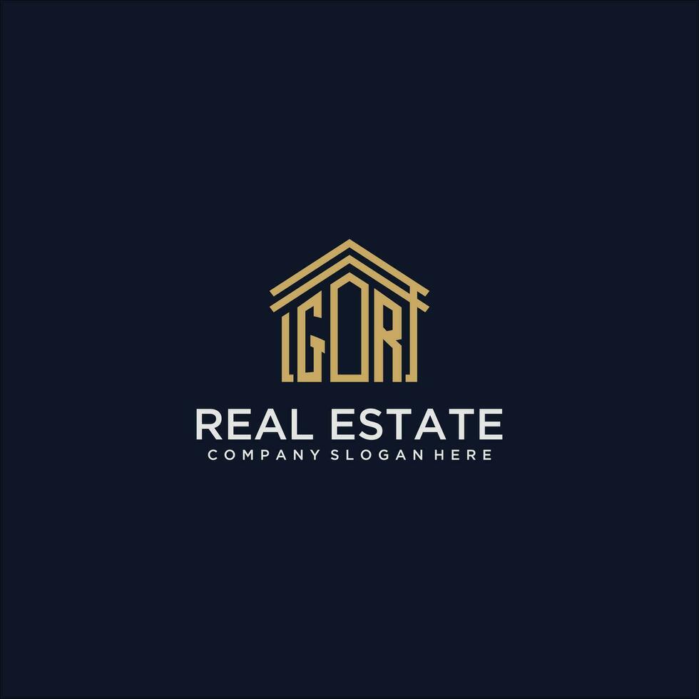 GR initial monogram logo for real estate design vector
