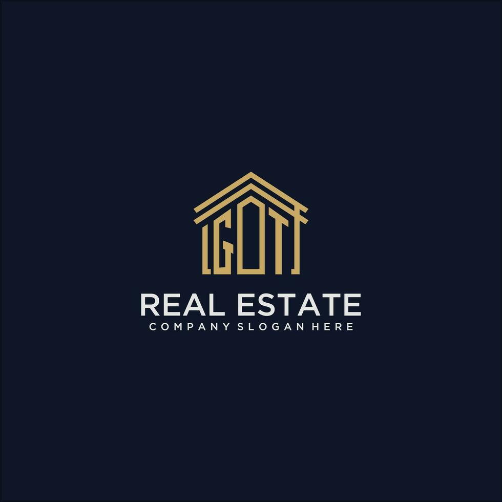 GT initial monogram logo for real estate design vector